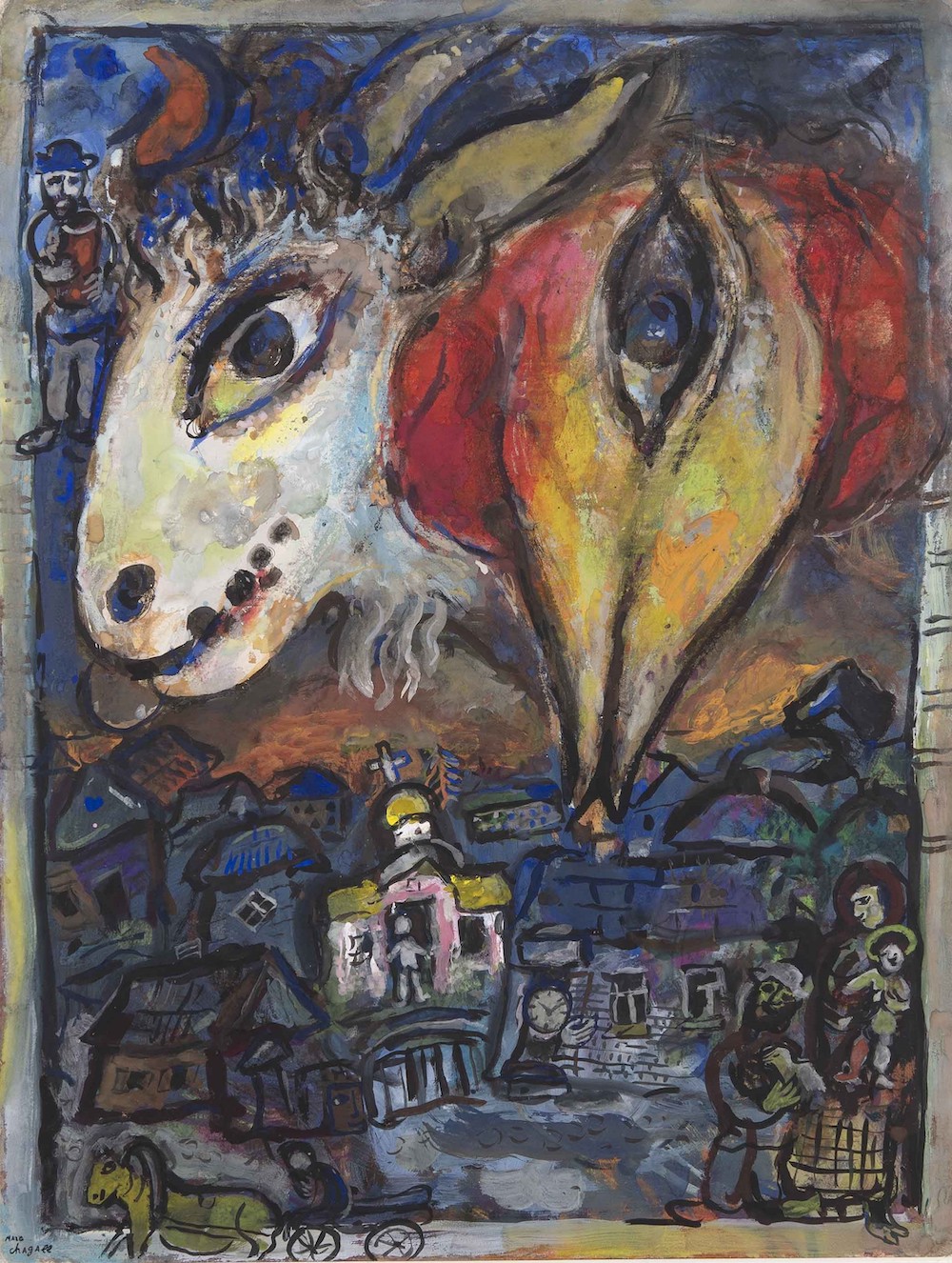 Marc Chagall, &lsquo;La fuite: coq et bouc au dessus du village&rsquo; (1962)