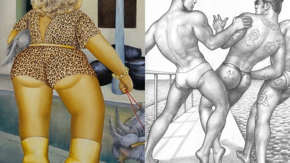 Works from &lsquo;Beryl Cook / Tom of Finland&rsquo; (Beryl on the left, Tom on the right)